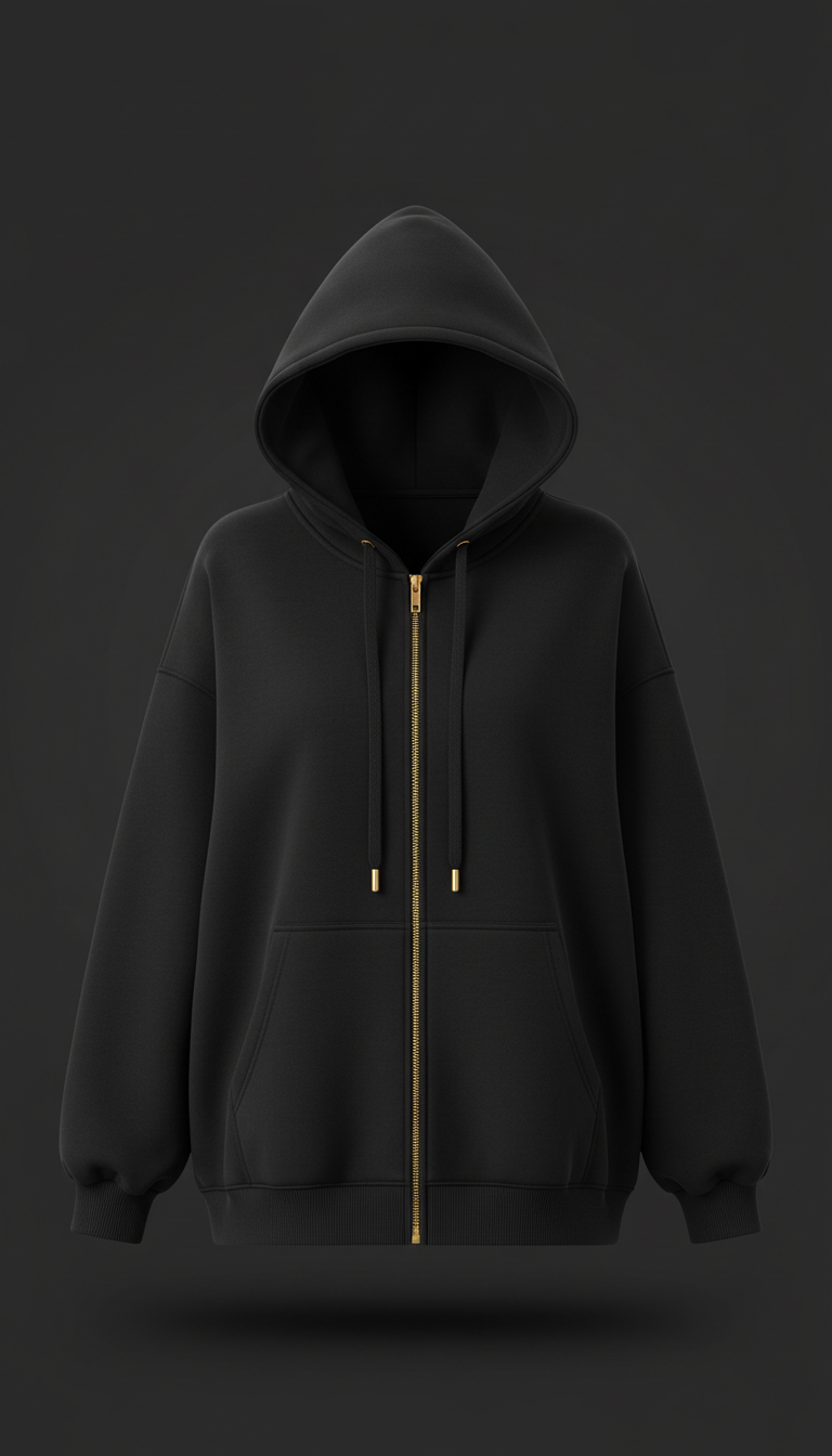 Japanese Cotton Hoodie With Gold Foil