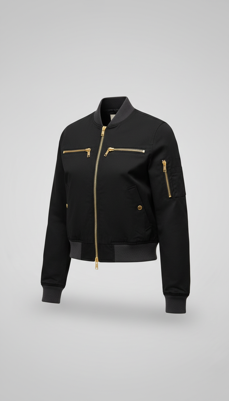 Matte Black Bomber With Metallic Lining