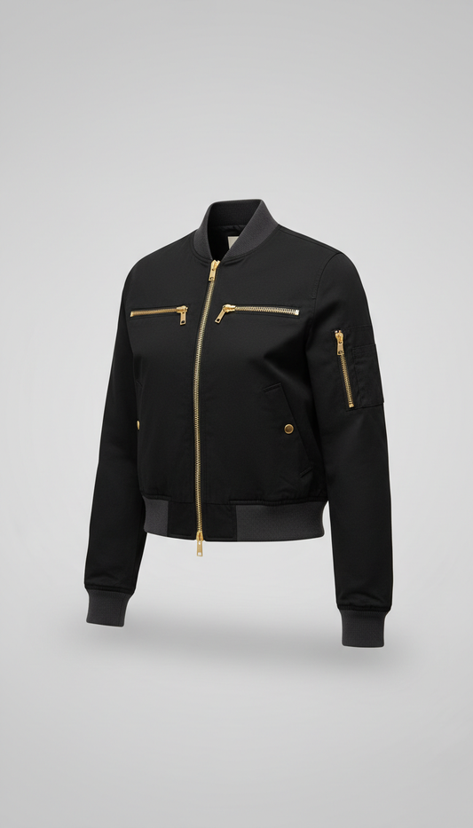 Matte Black Bomber With Metallic Lining