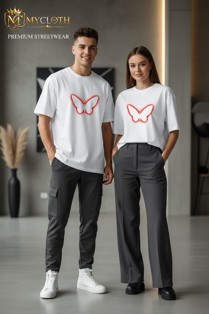 Red Butterfly : Oversized Standard  T-Shirt in All Colours