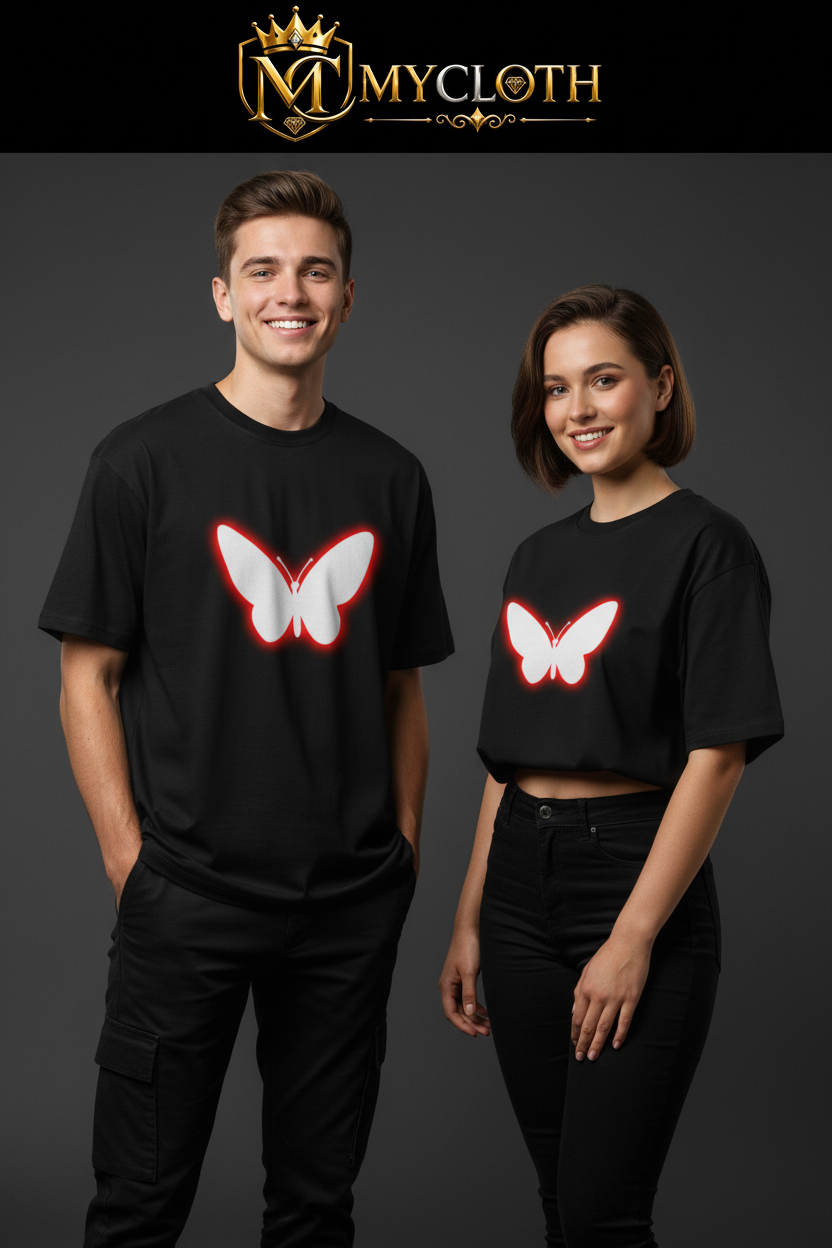 Red Butterfly : Oversized Standard  T-Shirt in All Colours