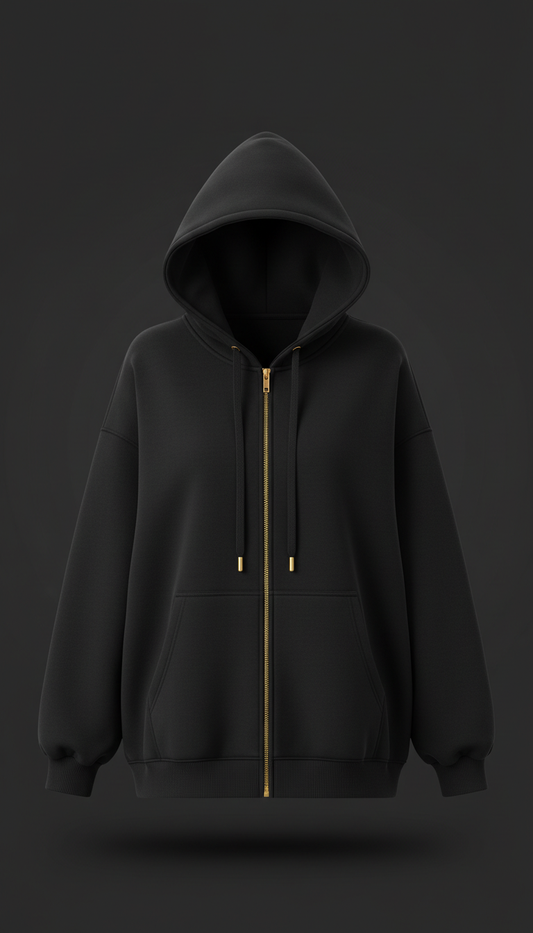 Japanese Cotton Hoodie With Gold Foil