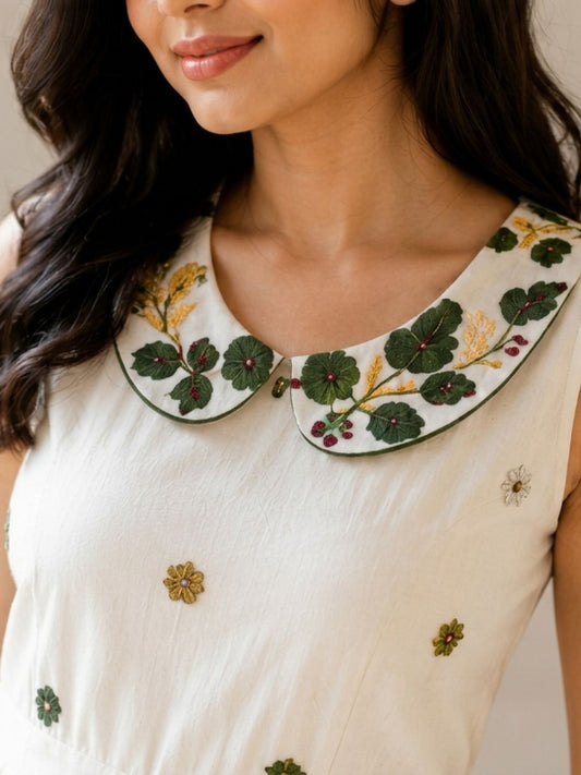 Women's Premium White Floral Fit & Flare Midi Dress | Elegant Casual & Party Wear